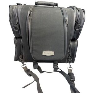 Kuryakyn Black Motorcycle Sissy Bar Luggage Bag‎ Touring Tail Bag with Straps